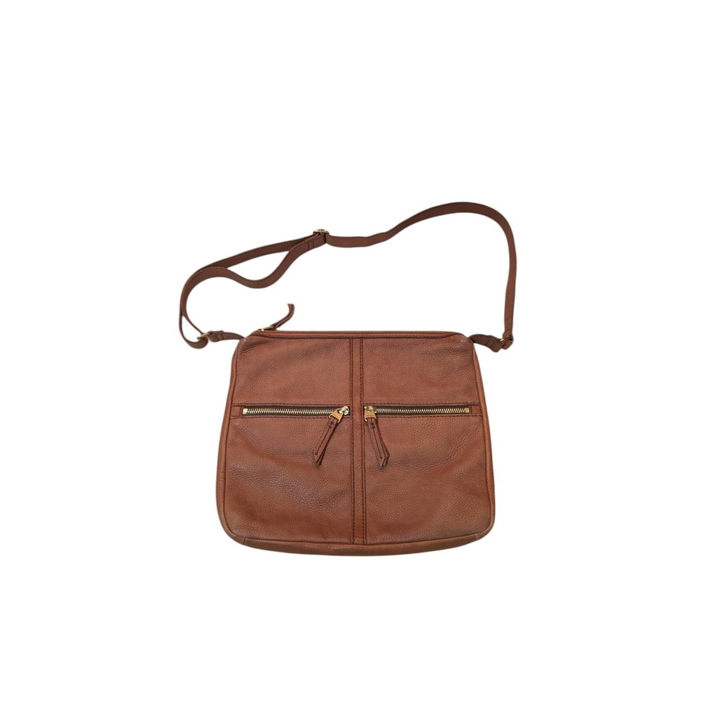Fossil Erin Messenger Brown Peabble Leather Crossbody Purse